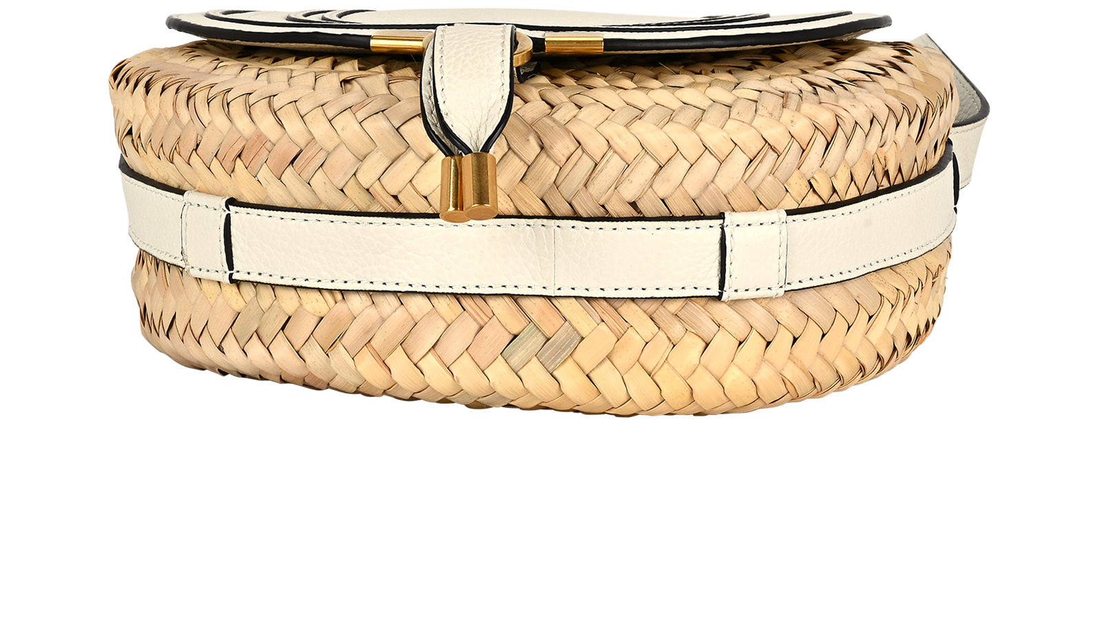 Marcie Round Crossbody, &pound;395, Handbags, Beige/White, Leather/Raffia, Top view